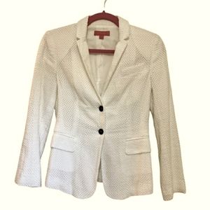 White Textured Eyelet Blazer by LaVia18